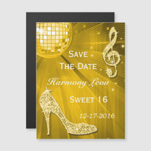 Sparkly Stiletto Heel Sweet 16 Save The Date Magnetic Invitation