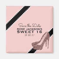 Sparkly Stiletto Heel Sweet 16 Save the Date Pink