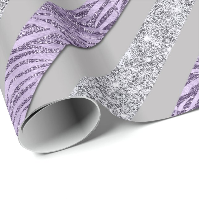 Sparkly Stripes - LT Purple & Silver (d) Wrapping Paper (Roll Corner)