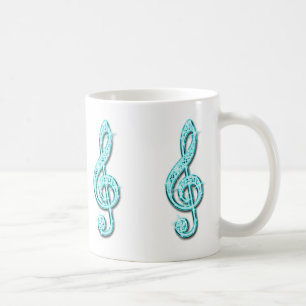 Sparkly Teal Music Note Coffee Mug