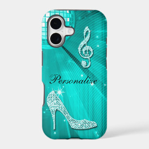 Sparkly Teal Music Note & Stiletto Heel