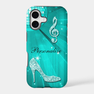 Sparkly Teal Music Note & Stiletto Heel