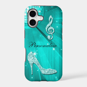 Sparkly Teal Music Note & Stiletto Heel