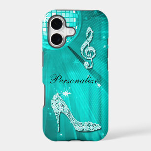 Sparkly Teal Music Note & Stiletto Heel