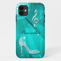 Sparkly Teal Music Note & Stiletto Heel