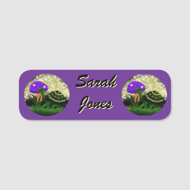 Sparkly Turtle Classic Name Tag (Front)