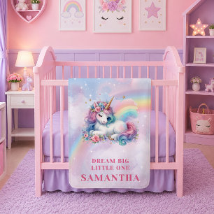 Sparkly Unicorn Pastel Colours Girl Birthday Blank Fleece Blanket