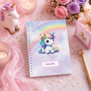 Sparkly Unicorn Pastel Colours Girl Birthday Gift Notebook