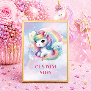 Sparkly Unicorn Pastel Colours Girl Birthday Sign