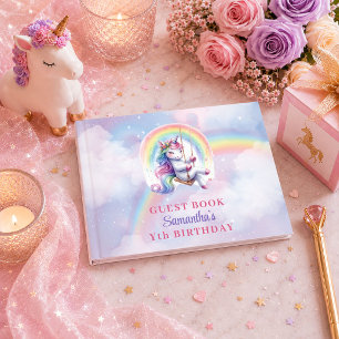 Sparkly Unicorn Pastel Colours Girl Guest Book