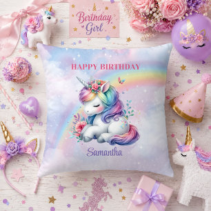 Sparkly Unicorn Pastel Magical Girl Birthday Pillo Cushion