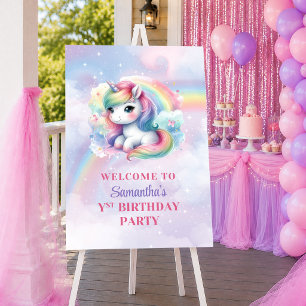 Sparkly Unicorn Pastel Magical Girl Birthday Welco Poster