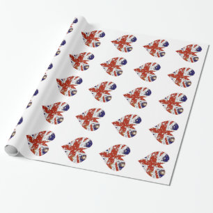 Sparkly Union Jack hearts Wrapping Paper