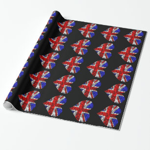 Sparkly Union Jack hearts Wrapping Paper