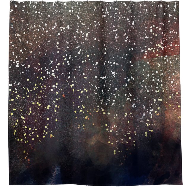 Sparkly Watercolor Earthy Rustic Modern Glam Shower Curtain (Front)