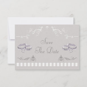 Sparkly Wedding Bands & Hearts Save The Date