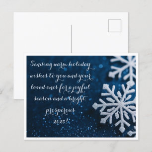 Sparkly Winter Snowflake Holiday Greeting Postcard
