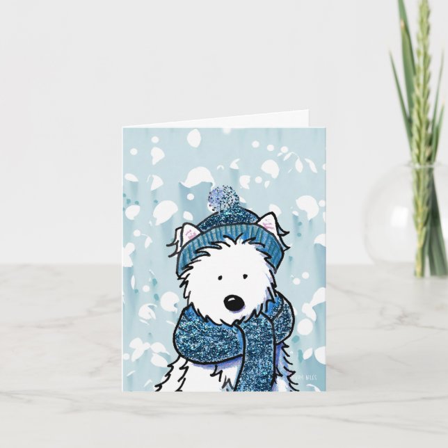 Sparkly Winter Westie Card (Front)