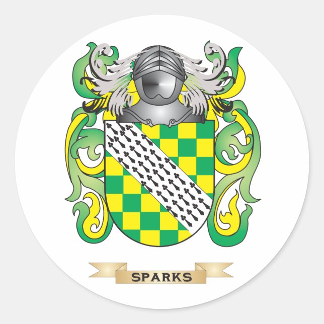 Sparks Coat of Arms (Family Crest) Classic Round Sticker (Front)