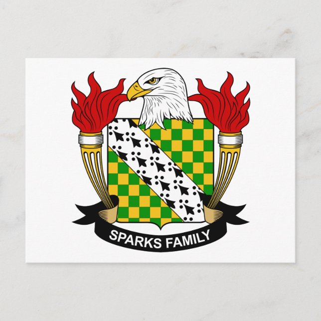 Sparks Family Crest Postcard (Front)