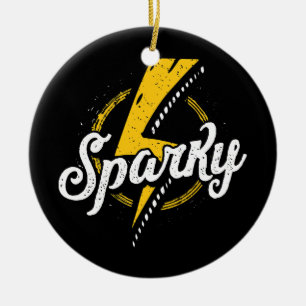 Sparky Electrician Funny Lineman Dad Retro Ceramic Tree Decoration