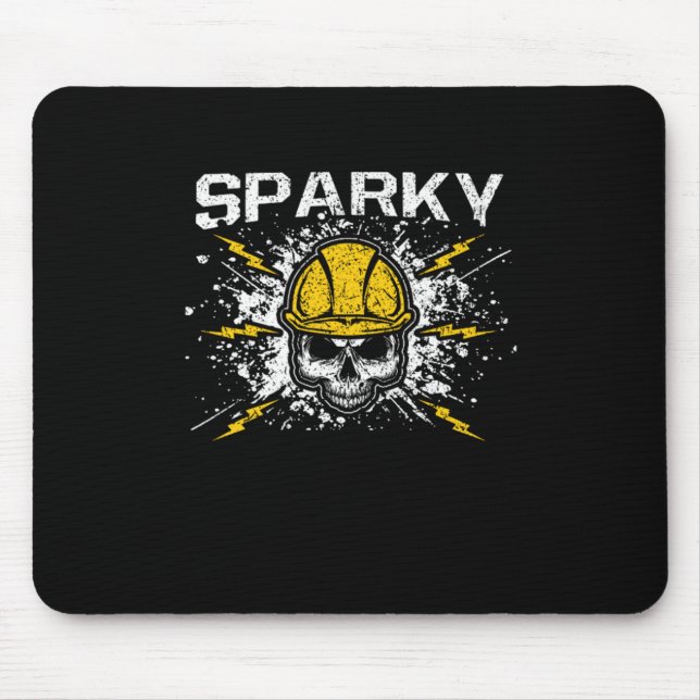 Sparky Grounded Voltage Electrician Lineman Skull Mouse Mat (Front)