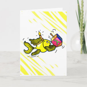 Sparky Hanuka Fish - Comic Cure Drawing Gift Holiday Card
