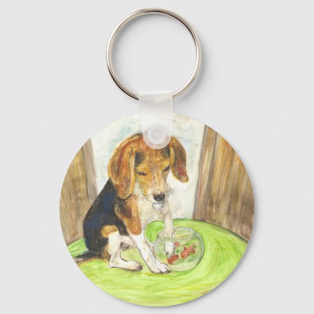 Sparky in the fishbowl key ring (Front)