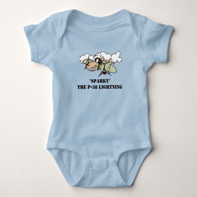 Sparky, the P-38 Lightning Baby Bodysuit (Front)