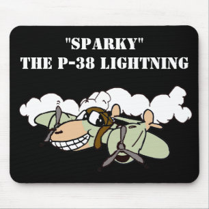 "Sparky" the P-38 Lightning Cartoon Mouse Mat