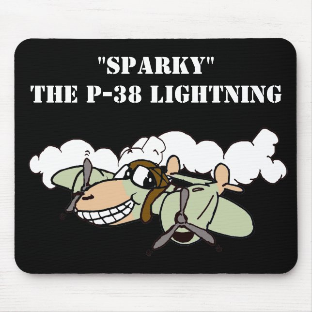"Sparky" the P-38 Lightning Cartoon Mouse Mat (Front)