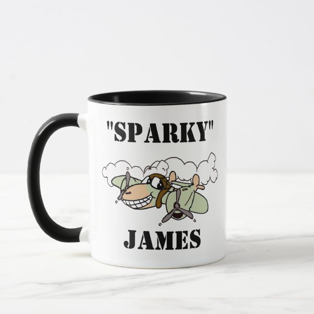 Sparky" the P-38 Lightning Cartoon Mug (Left)