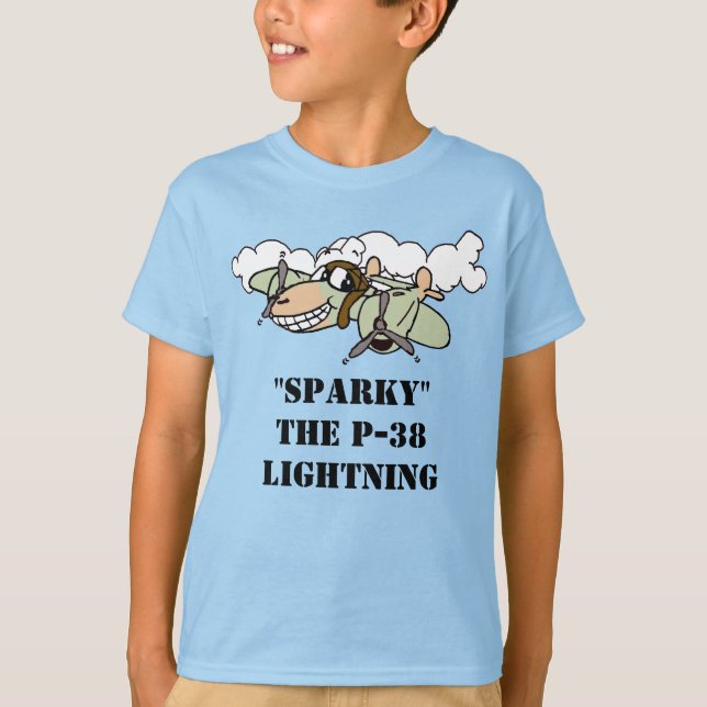 Sparky, the P-38 Lightning Cartoon T-Shirt (Front)