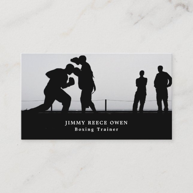 Sparring Match, Boxer, Boxing Trainer Business Card (Front)