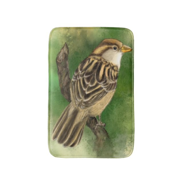 Sparrow Bath Mat Cute Bird (Front Vertical)