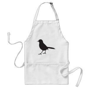 Sparrow bird black & white silhouette blue standard apron
