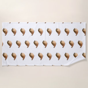Sparrow Bird Cartoon Beach Towel