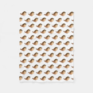 Sparrow Bird Cartoon Fleece Blanket