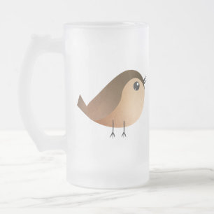 Sparrow Bird Cartoon  Frosted Glass Beer Mug