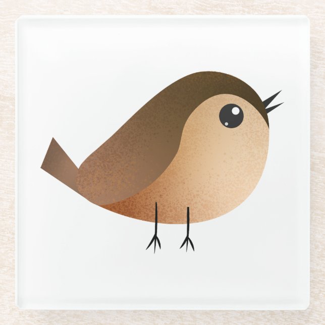 Sparrow Bird Cartoon  Glass Coaster (Front)