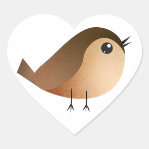 Sparrow Bird Cartoon Heart Sticker
