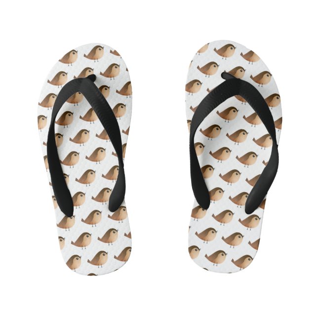 Sparrow Bird Cartoon   Kid's Flip Flops (Footbed)