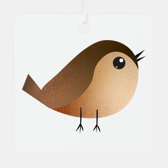 Sparrow Bird Cartoon  Metal Tree Decoration (Front)