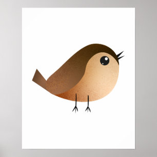 Sparrow Bird Cartoon Poster