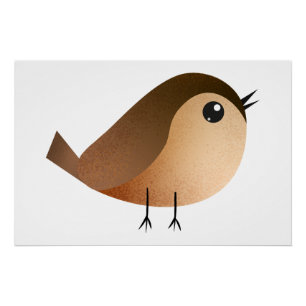 Sparrow Bird Cartoon Poster