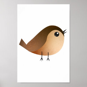 Sparrow Bird Cartoon Poster