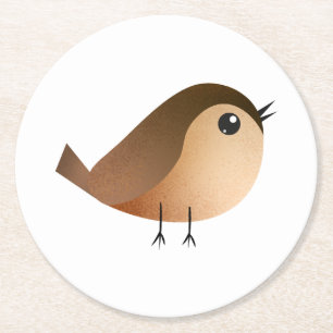 Sparrow Bird Cartoon  Round Paper Coaster