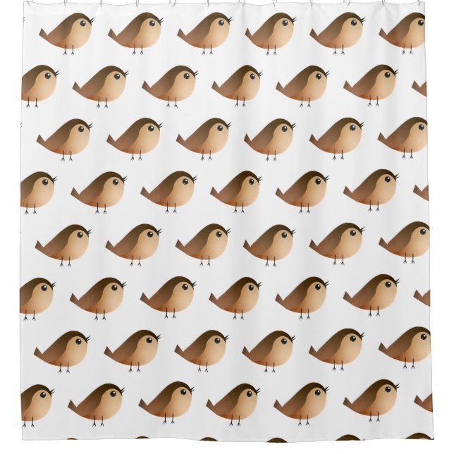 Sparrow Bird Cartoon  Shower Curtain (Front)