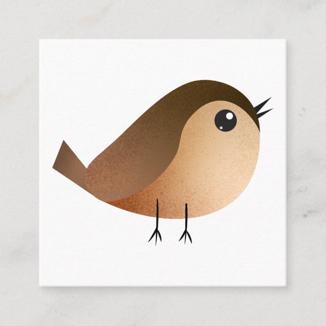 Sparrow Bird Cartoon  Square Business Card (Front)