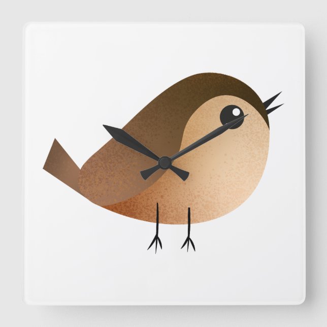 Sparrow Bird Cartoon   Square Wall Clock (Front)